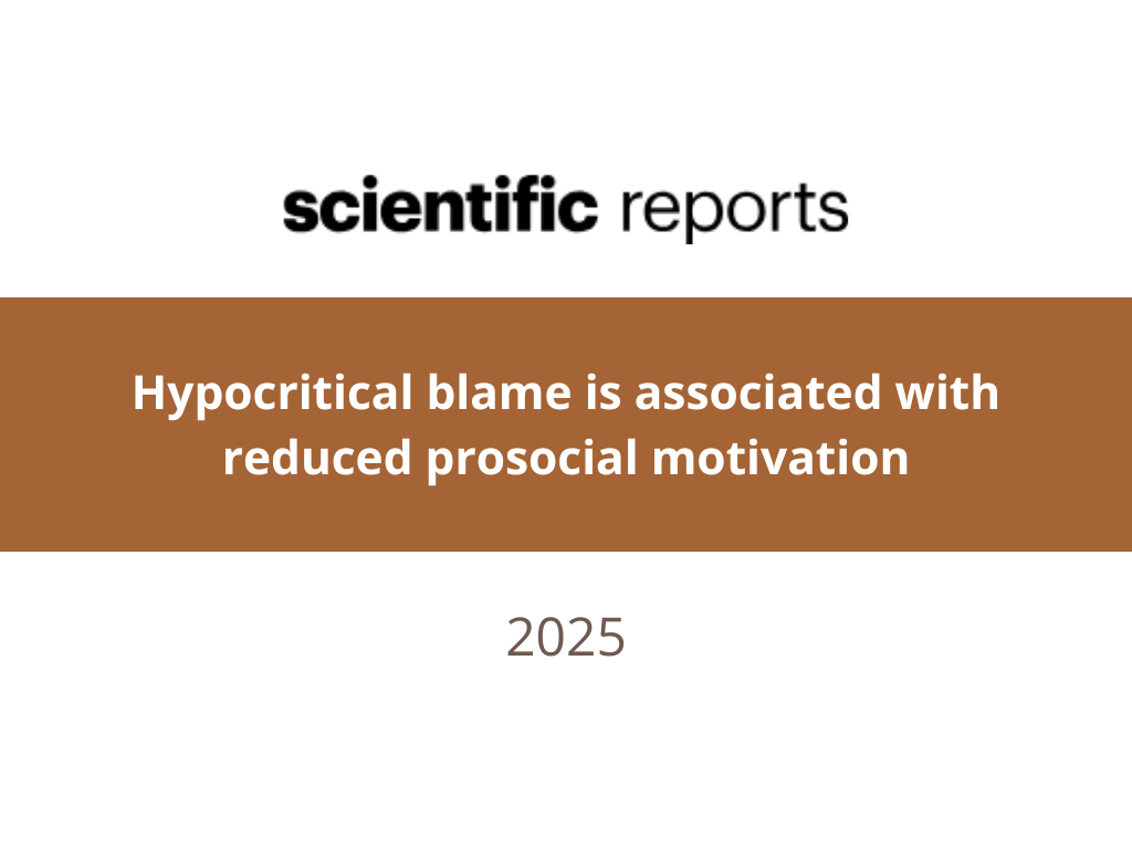 November 2025 – New paper in Nature Scientific Reports: Contreras-Huerta on the motivational roots of moral hypocrisy